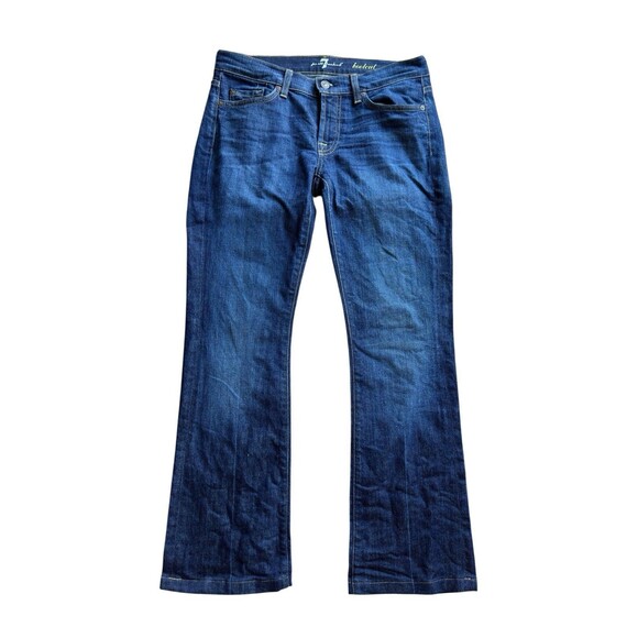 7 For All Mankind Jeans Womens W28 Dark Blue Bootcut Stretch Designer Denim - Picture 1 of 16